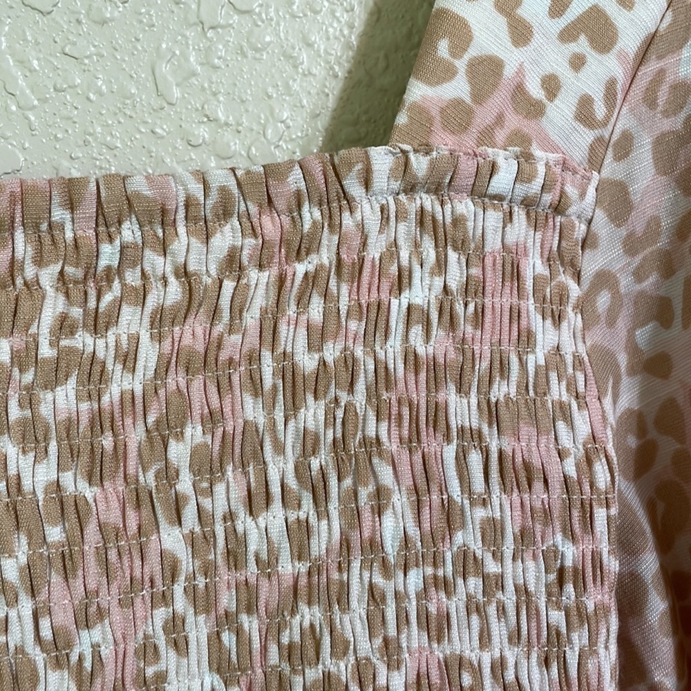 Nine West smocked peplum animal print top - Picture 3 of 10